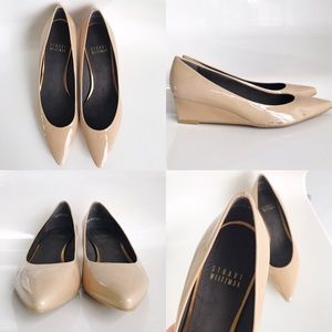 Stuart Weitzman Nude Patent Leather Wedge Pump